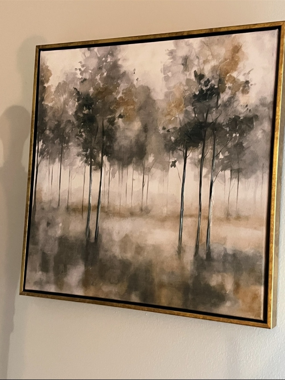 2 Framed Abstract Forest Wall Art in Neutral Tones - Brand
